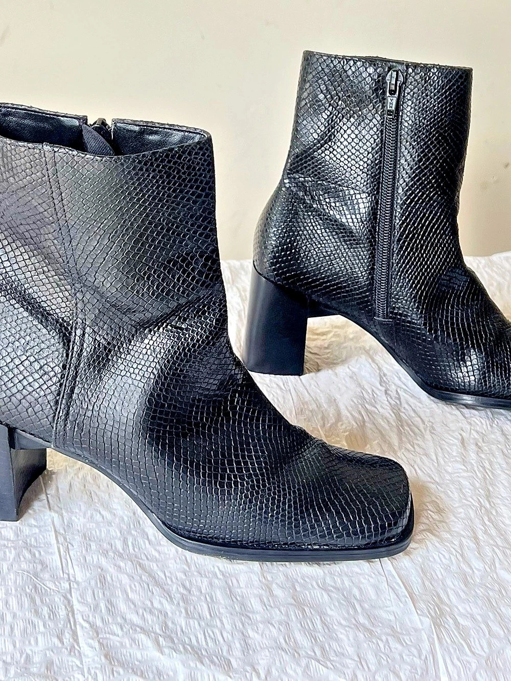 St. John’s Bay Women's Black Snakeskin-Pattern Heeled Boots
